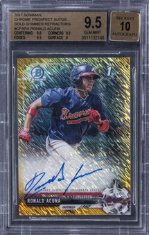 2017 Bowman Chrome Prospect Autos Gold Shimmer Refractors (#04/50) #CPARA Ronald Acuna Signed Rookie Card – BGS GEM MINT 9.5/BGS 10